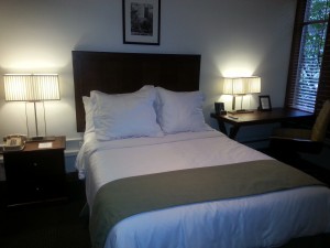 One of our completely renovated guest rooms with a queen bed!